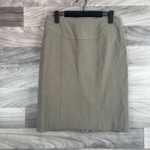 Banana Republic Pencil Skirt Women's Size 4 Gray Stretch Slit Back Slash Pockets